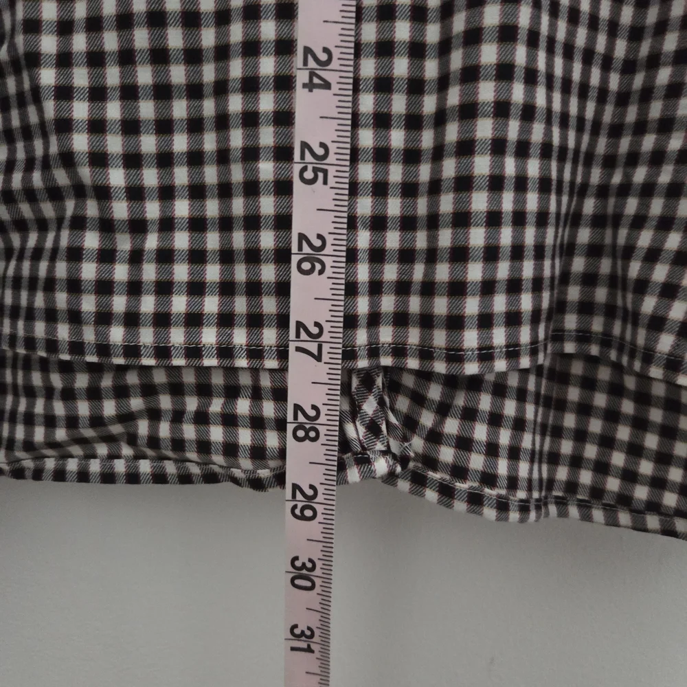 Lane Bryant Size 24 NWT Black Red And White Gingham Plaid Ruffled Button Up - Picture 6 of 9